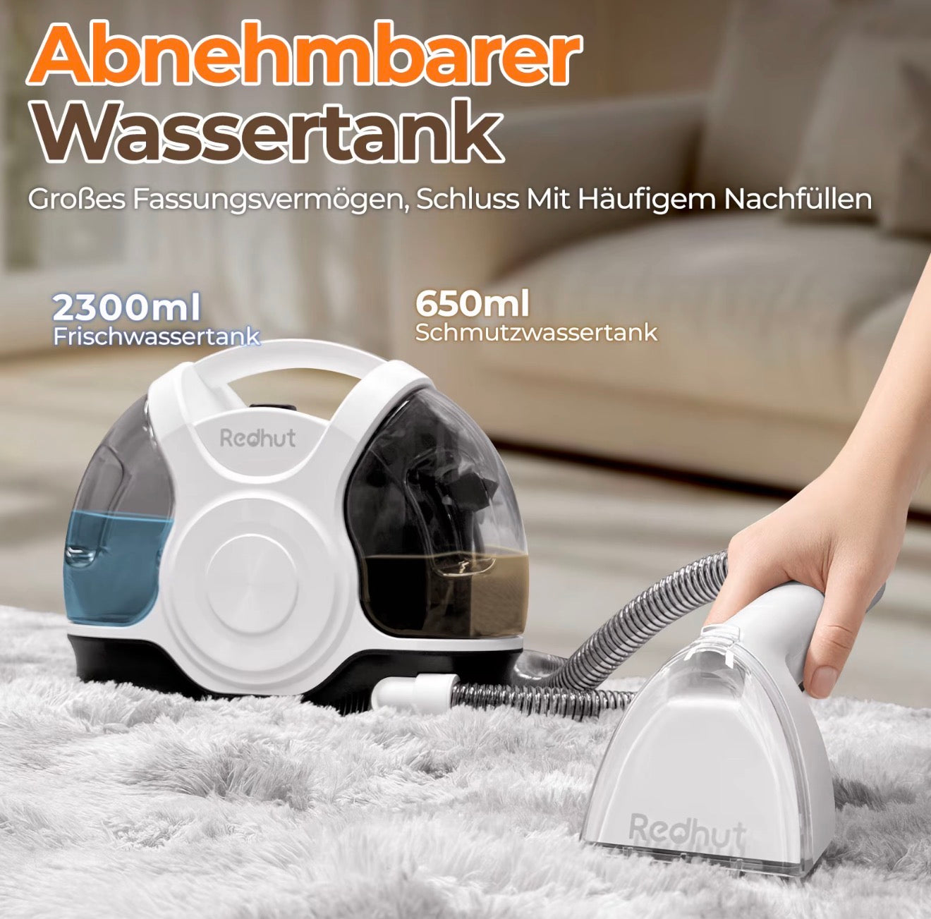 REDHUT Polsterreiniger mit Doppeltank 2300 ml